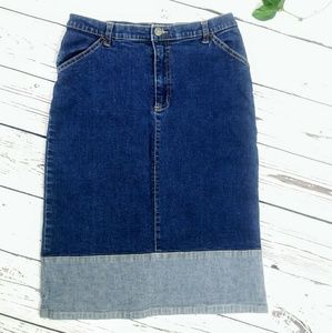 Vintage Two Tone Stretch Denim Pencil Skirt